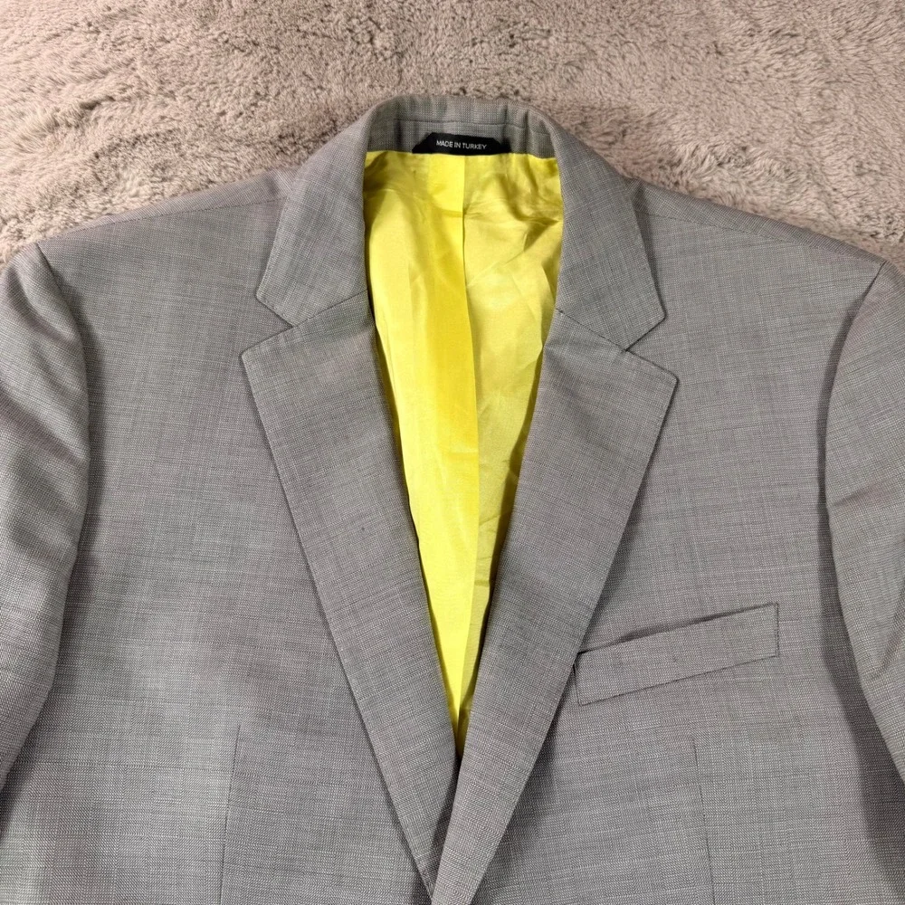 Hugo Boss The‎ James1 Grey Wool Blazer Yellow Lining Guabello Italy 42R Luxury